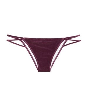 VS PINK Black Orchid Purple Strappy Velvet String Bottoms